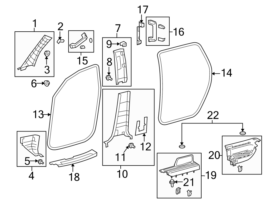 Diagram PILLARS. ROCKER & FLOOR. INTERIOR TRIM. for your Toyota