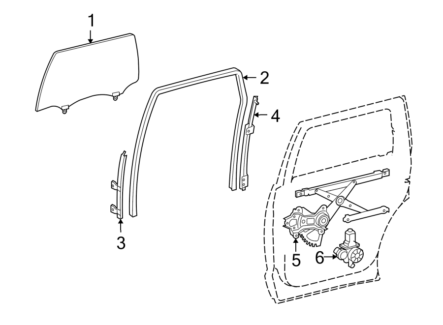 Diagram REAR DOOR. GLASS & HARDWARE. for your 2019 Toyota Sequoia 5.7L i-Force V8 A/T 4WD SR5 Sport Utility 