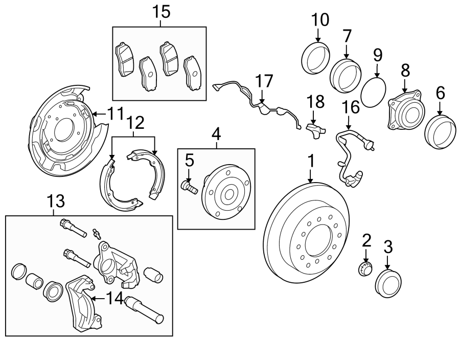 Diagram REAR SUSPENSION. BRAKE COMPONENTS. for your Toyota