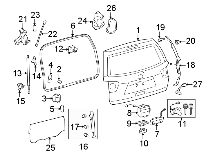 Diagram LIFT GATE. GATE & HARDWARE. for your 2014 Toyota Prius Plug-In   