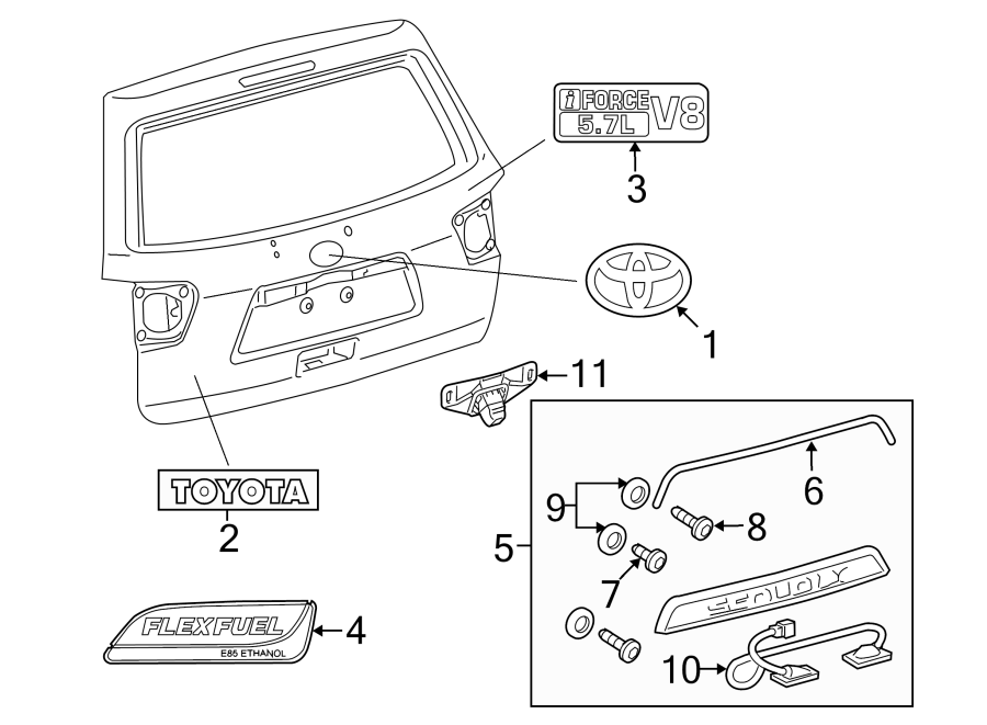 Diagram LIFT GATE. EXTERIOR TRIM. for your 2019 Toyota Prius Prime   