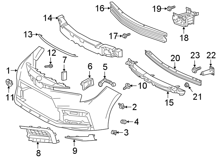 Diagram FRONT BUMPER & GRILLE. BUMPER & COMPONENTS. for your 2013 Toyota Avalon  XLE Touring Sedan 