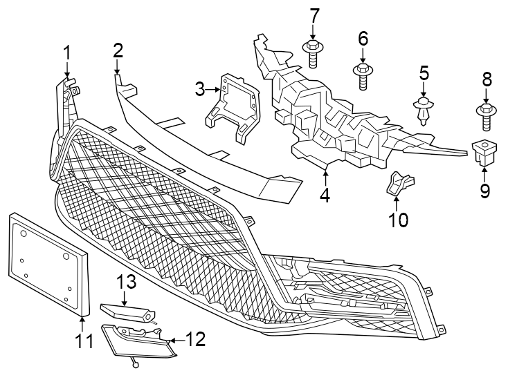 Diagram Front bumper & grille. Grille & components. for your 2012 Toyota Prius Plug-In   