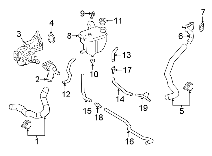 Diagram RADIATOR & COMPONENTS. for your 2014 Toyota Highlander   