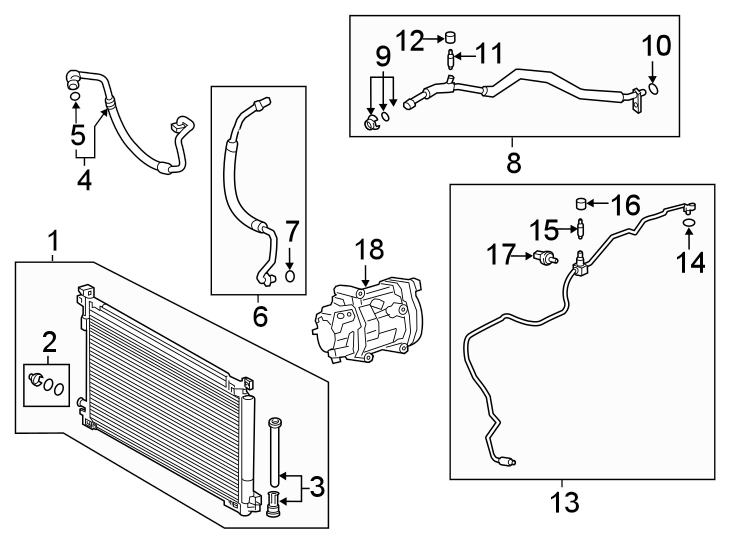 Diagram AIR CONDITIONER & HEATER. COMPRESSOR & LINES. CONDENSER. for your 2020 Toyota Sequoia   