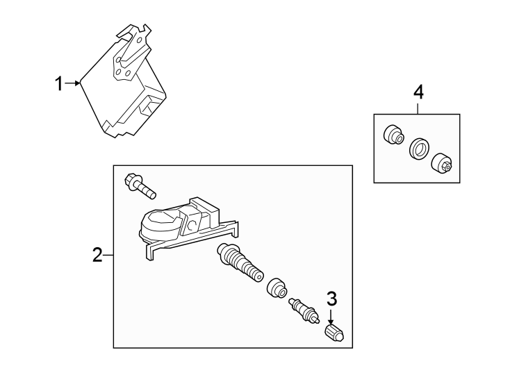 Diagram TIRE PRESSURE MONITOR COMPONENTS. for your 2013 Toyota Tacoma 4.0L V6 M/T RWD Base Crew Cab Pickup Fleetside 