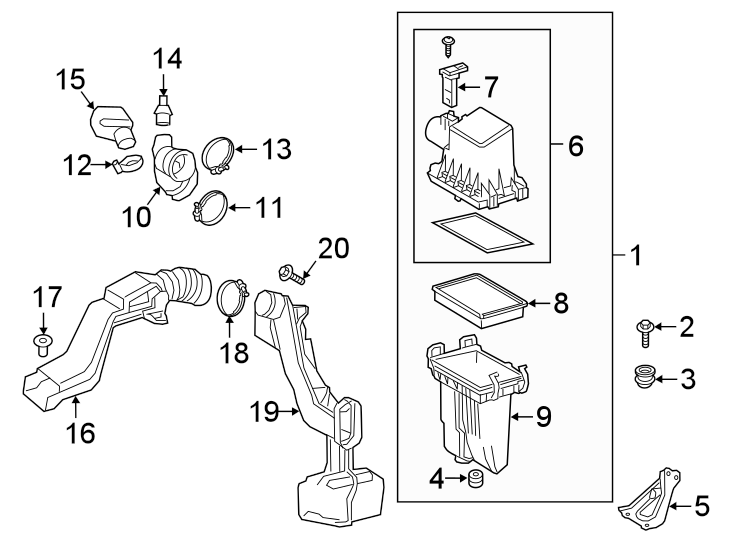 Diagram ENGINE / TRANSAXLE. AIR INTAKE. for your 2010 Toyota Tacoma   