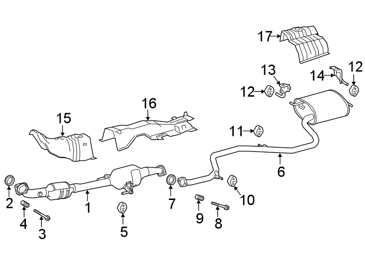 Diagram EXHAUST SYSTEM. EXHAUST COMPONENTS. for your 2021 Toyota Camry 2.5L A/T AWD SE SEDAN 