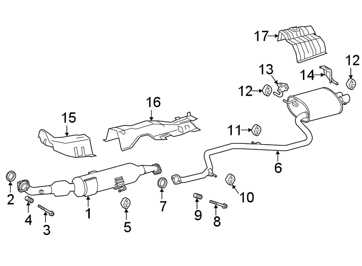 Diagram Exhaust system. Pillars. Rocker & floor. Exhaust components. for your 2021 Toyota Camry 2.5L A/T AWD SE SEDAN 