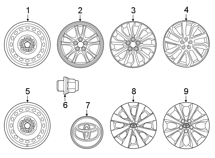 Diagram Wheels. Wheel covers & trim. for your 2014 Toyota Land Cruiser   