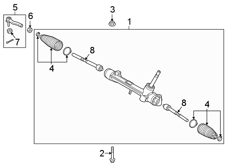 Diagram STEERING GEAR & LINKAGE. for your 2020 Toyota Corolla  LE SEDAN 