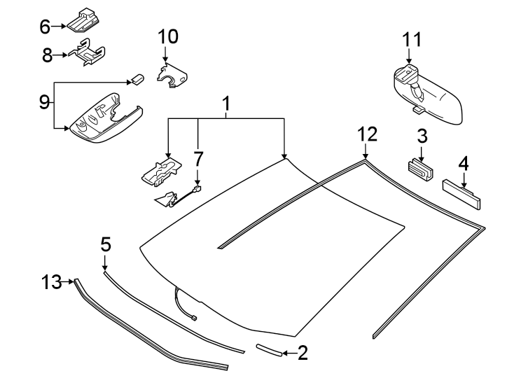 Diagram WINDSHIELD. GLASS. REVEAL MOLDINGS. for your 2001 Toyota Avalon  XLS Sedan 