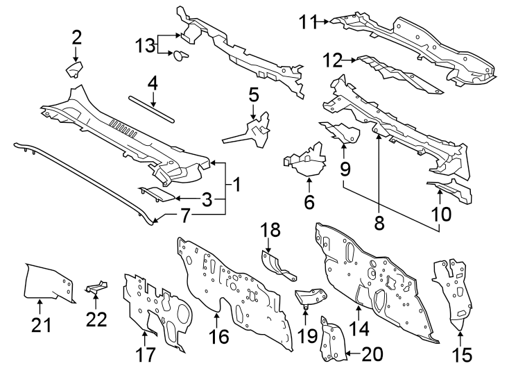 Diagram COWL. for your Toyota Corolla  