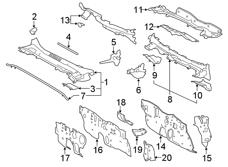 Diagram COWL. for your Toyota Corolla  