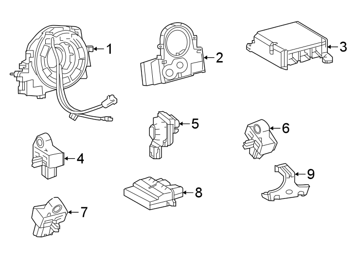 Diagram RESTRAINT SYSTEMS. AIR BAG COMPONENTS. for your Toyota