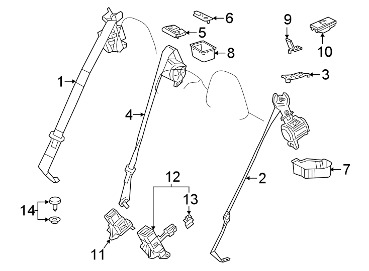 Diagram RESTRAINT SYSTEMS. REAR SEAT BELTS. for your Toyota Corolla  