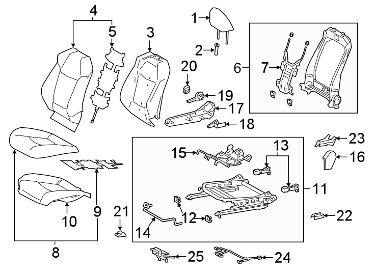 Diagram SEATS & TRACKS. PASSENGER SEAT COMPONENTS. for your 2006 Toyota Tundra 4.7L V8 A/T RWD SR5 Extended Cab Pickup Stepside 