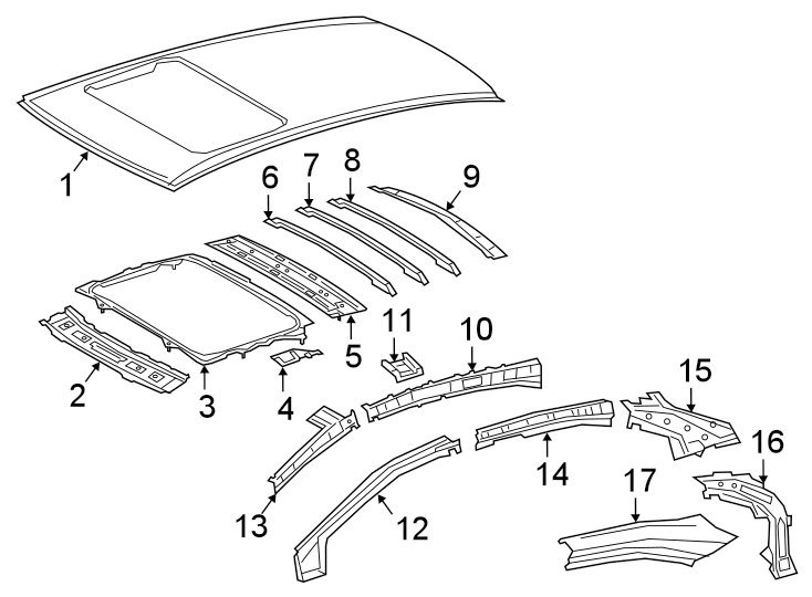 Diagram ROOF & COMPONENTS. for your 2012 Toyota Matrix  Base Wagon 