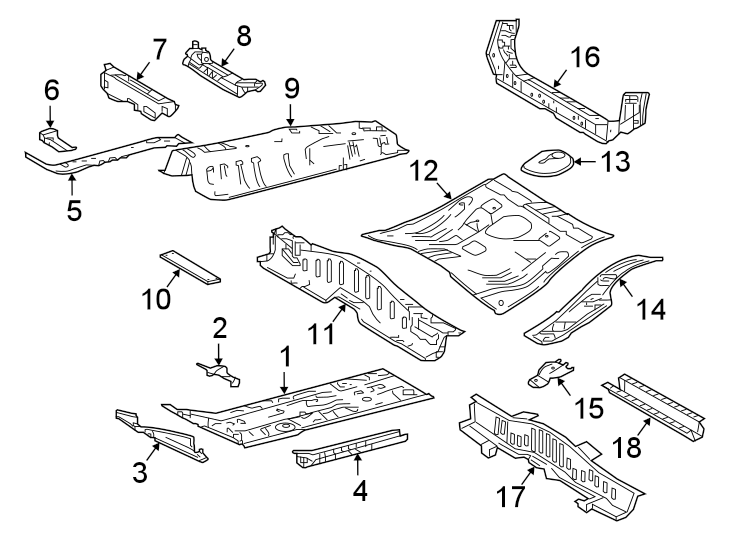 Diagram PILLARS. ROCKER & FLOOR. FLOOR & RAILS. for your 2014 Toyota Camry   