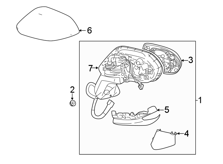 Diagram FRONT DOOR. OUTSIDE MIRRORS. for your Toyota