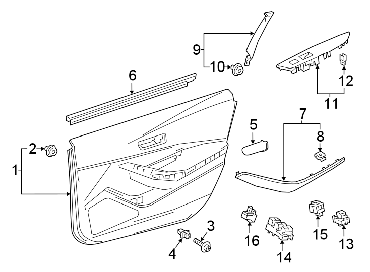 Diagram FRONT DOOR. INTERIOR TRIM. for your 2019 Toyota Sienna   