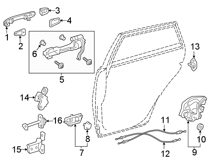 Diagram REAR DOOR. LOCK & HARDWARE. for your 2012 Toyota Yaris 1.5L VVTi M/T SE Hatchback 