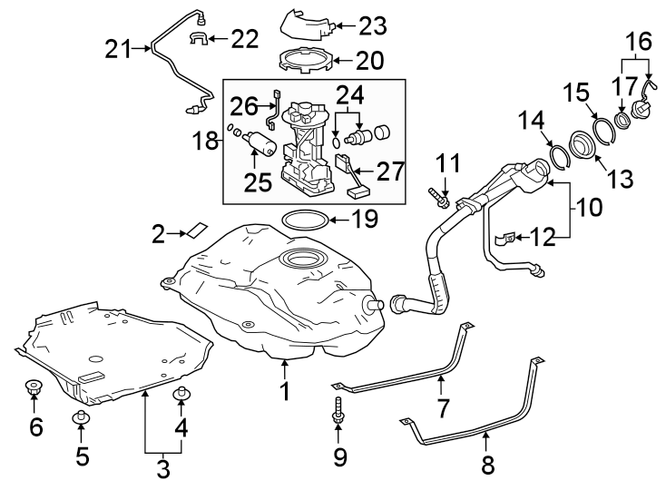 Diagram FUEL SYSTEM COMPONENTS. for your 2017 Toyota Tacoma  SR5 Extended Cab Pickup Fleetside 