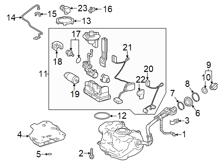 Diagram Fuel system components. for your 2005 Toyota Matrix   