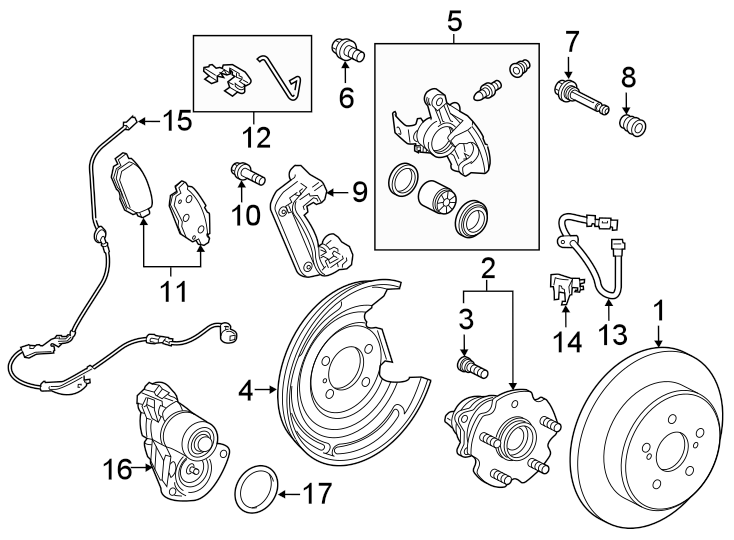 Diagram REAR SUSPENSION. BRAKE COMPONENTS. for your 2023 Toyota Highlander   