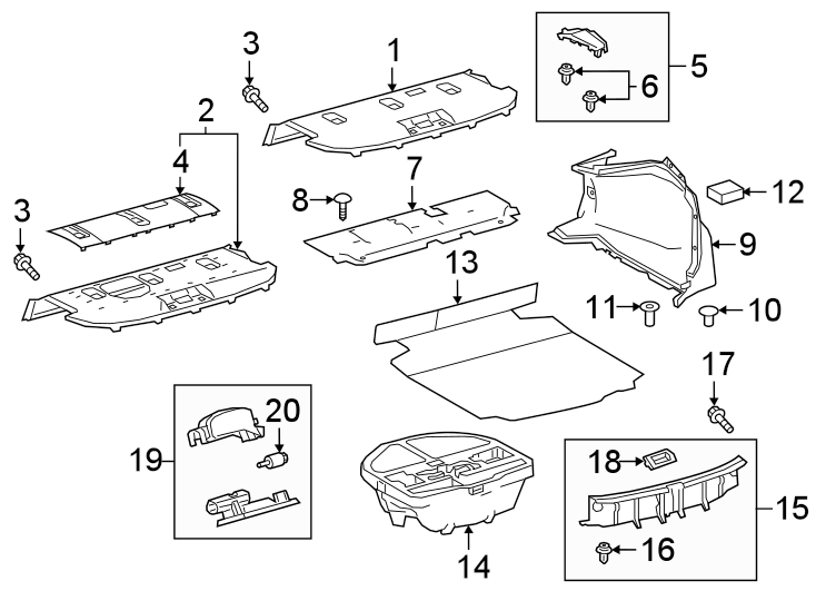 Diagram REAR BODY & FLOOR. INTERIOR TRIM. for your 2014 Toyota Prius Plug-In   