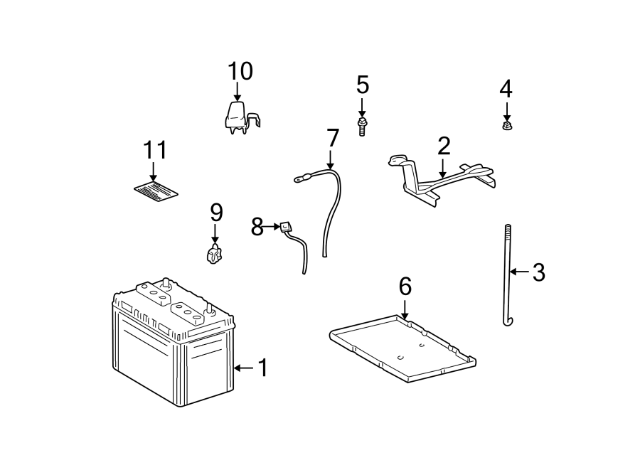 Diagram BATTERY. for your 2011 Toyota Highlander  Hybrid Limited Sport Utility 