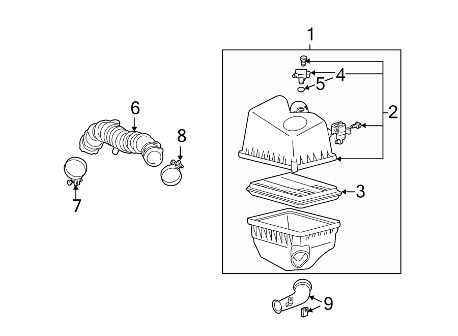 Diagram ENGINE / TRANSAXLE. AIR INTAKE. for your Toyota Tacoma  