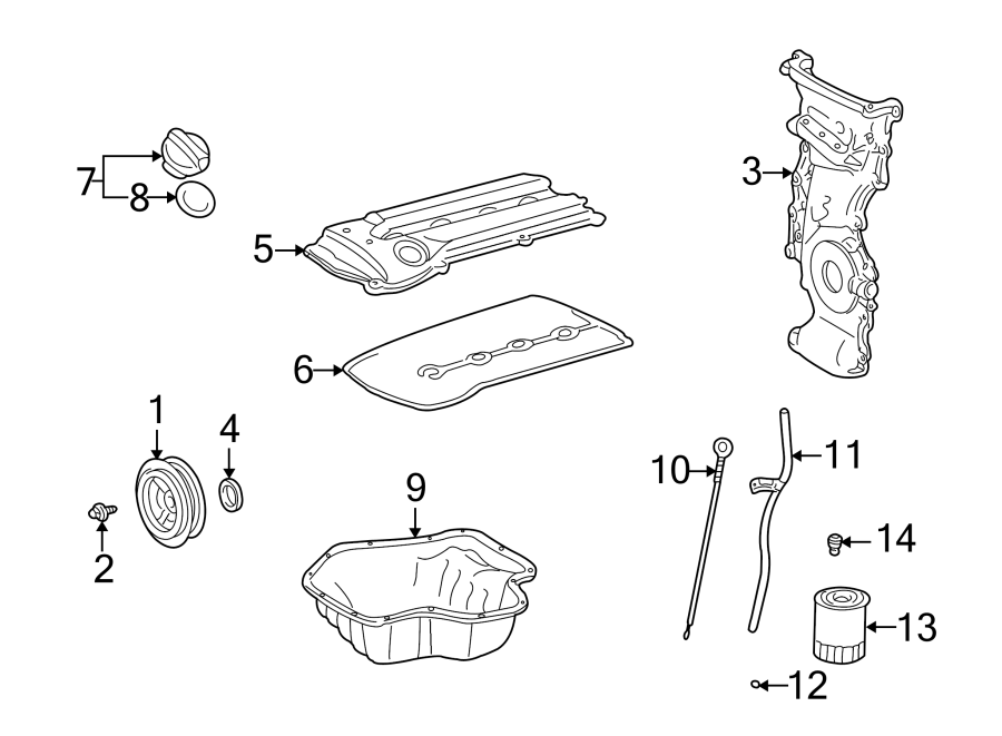 Diagram ENGINE / TRANSAXLE. ENGINE PARTS. for your 2008 Toyota Tacoma  Base Crew Cab Pickup Fleetside 