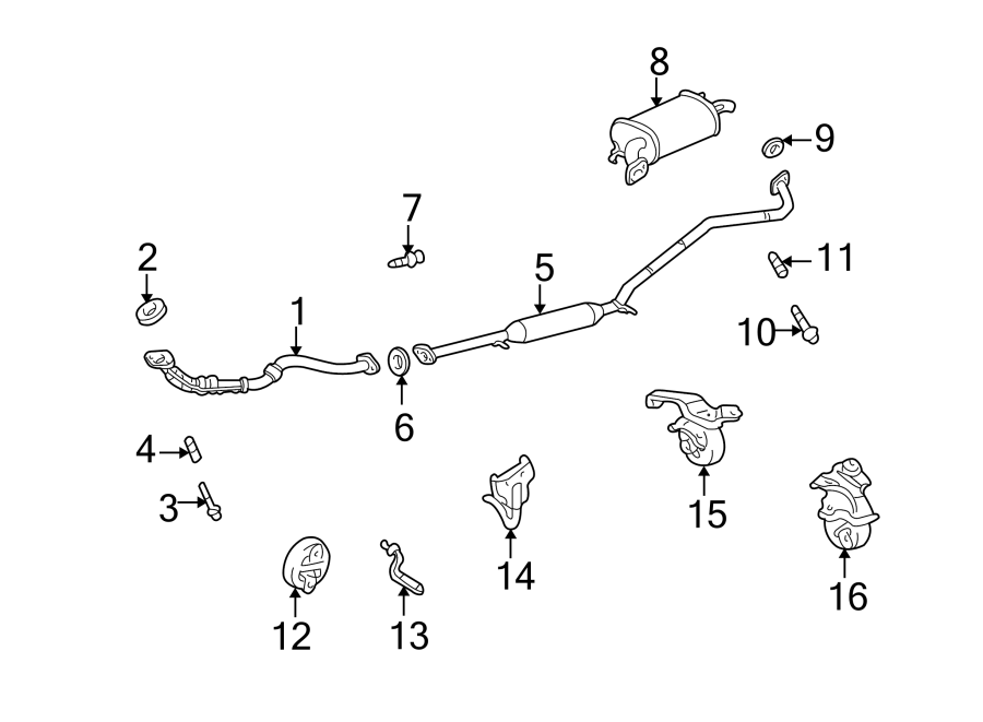 Diagram EXHAUST SYSTEM. EXHAUST COMPONENTS. for your 2007 Toyota Tundra 4.0L V6 A/T RWD SR5 Extended Cab Pickup Fleetside 