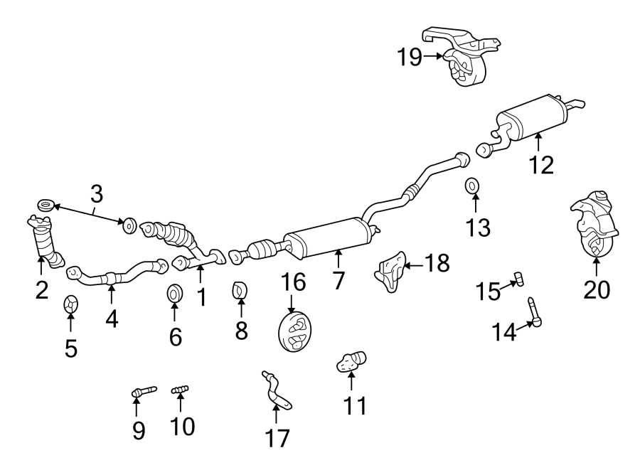 Diagram EXHAUST SYSTEM. EXHAUST COMPONENTS. for your 2020 Toyota Corolla   