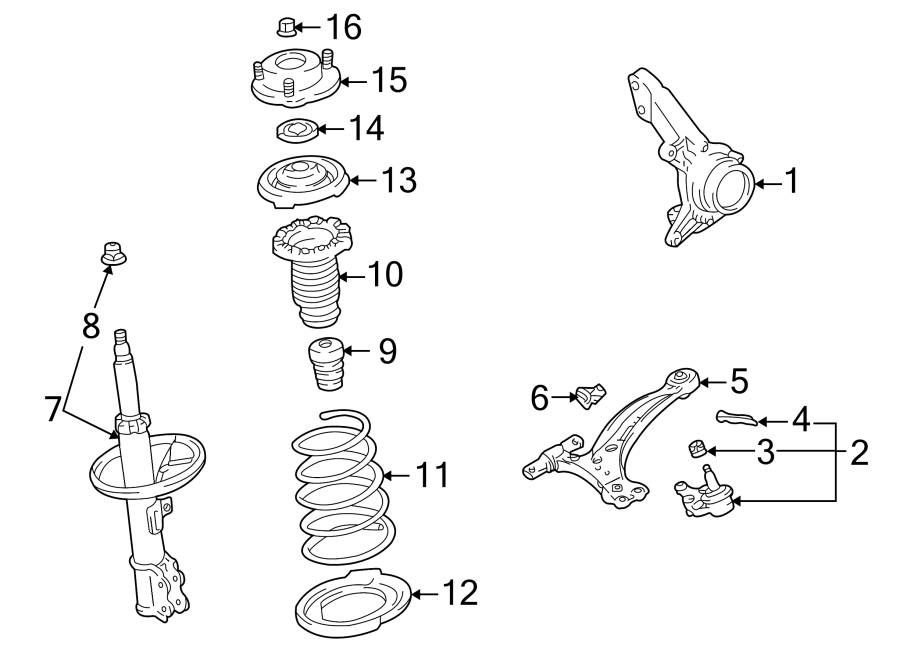 Diagram FRONT SUSPENSION. SUSPENSION COMPONENTS. for your 2004 Toyota Sienna  LE Mini Passenger Van 