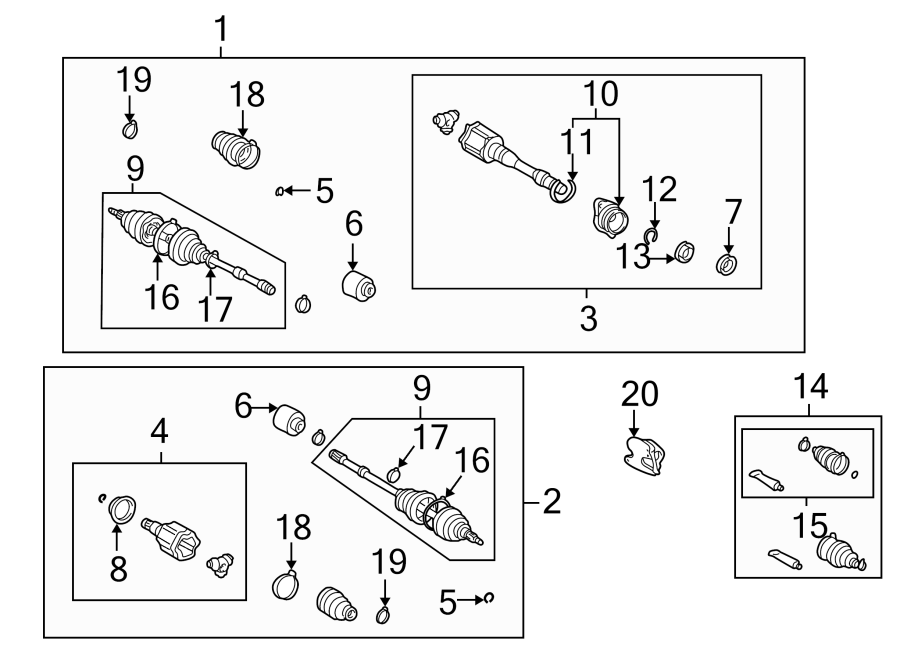 Diagram FRONT SUSPENSION. DRIVE AXLES. for your Toyota Highlander  