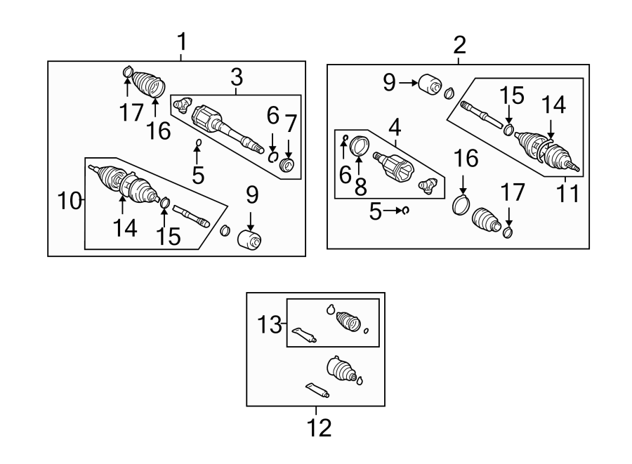 Diagram FRONT SUSPENSION. DRIVE AXLES. for your Toyota Highlander  