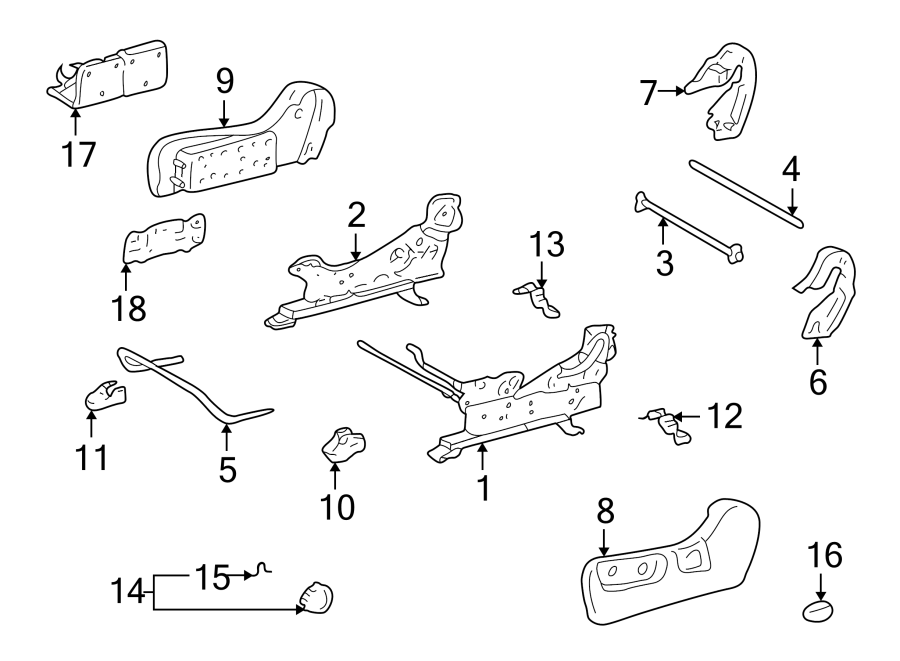 Diagram SEATS & TRACKS. TRACKS & COMPONENTS. for your Toyota Highlander  