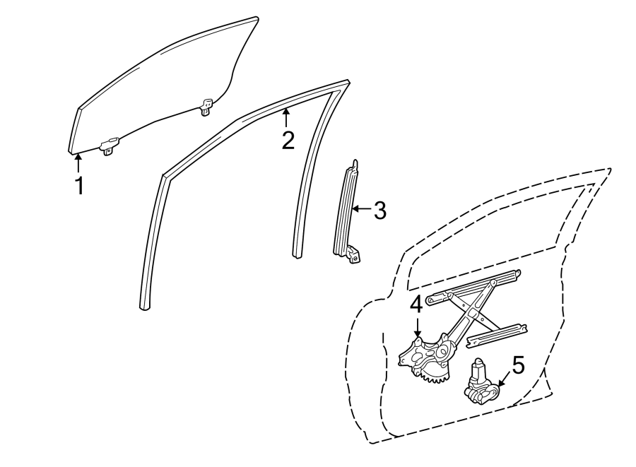 Diagram FRONT DOOR. GLASS & HARDWARE. for your 2015 Toyota Tundra  SR5 Crew Cab Pickup Fleetside 