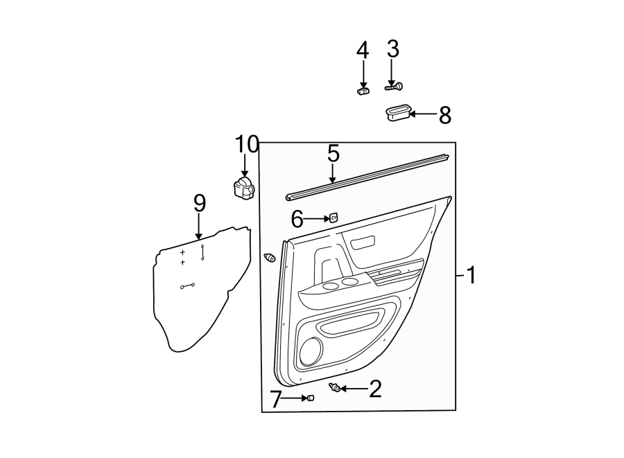 Diagram REAR DOOR. INTERIOR TRIM. for your 2005 Toyota Camry  SE SEDAN 