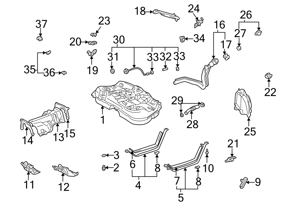 Diagram FUEL SYSTEM COMPONENTS. for your 2019 Toyota Tacoma  SR5 Crew Cab Pickup Fleetside 