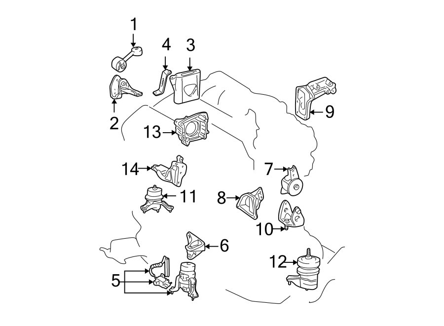 Diagram ENGINE / TRANSAXLE. ENGINE & TRANS MOUNTING. for your Toyota Highlander  