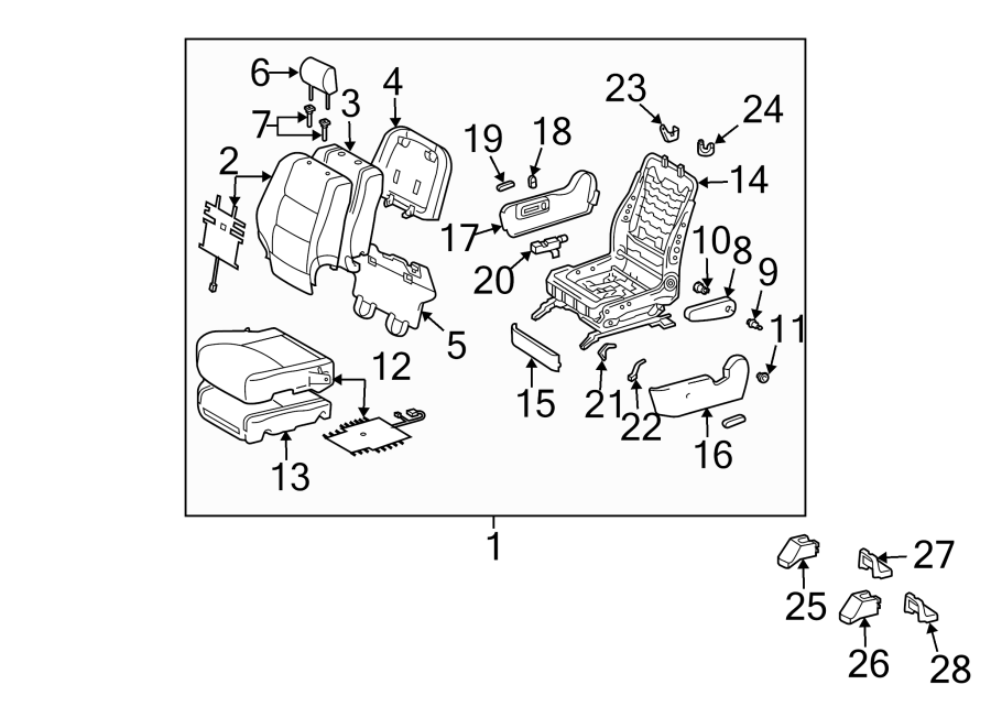 Diagram SEATS & TRACKS. FRONT SEAT COMPONENTS. for your 2016 Toyota Yaris   