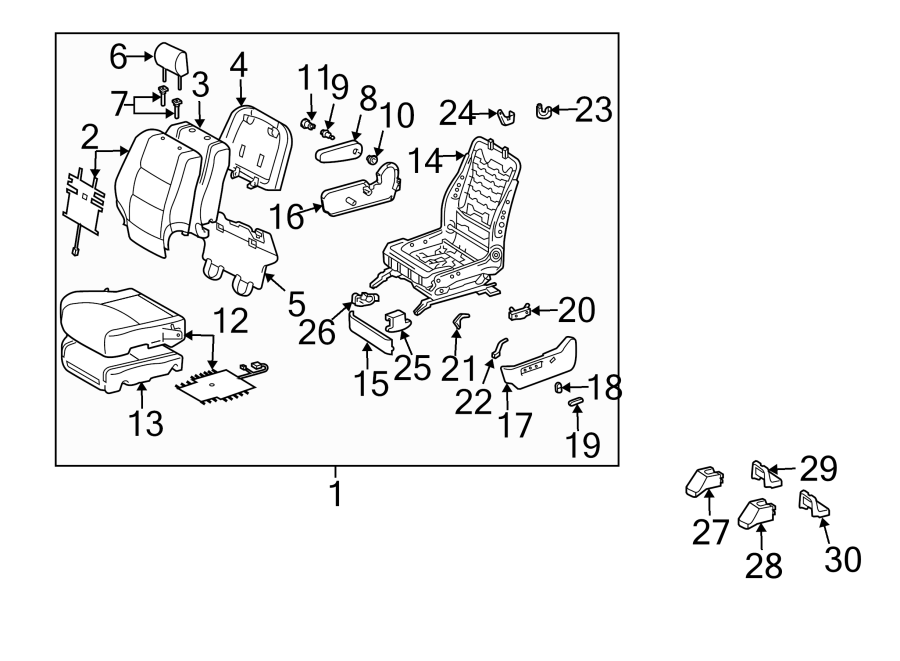 Diagram SEATS & TRACKS. FRONT SEAT COMPONENTS. for your 2012 Toyota Tundra 4.0L V6 A/T 4WD Base Extended Cab Pickup Fleetside 