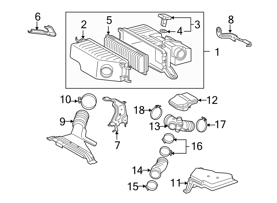 Diagram ENGINE / TRANSAXLE. AIR INTAKE. for your Toyota Tacoma  