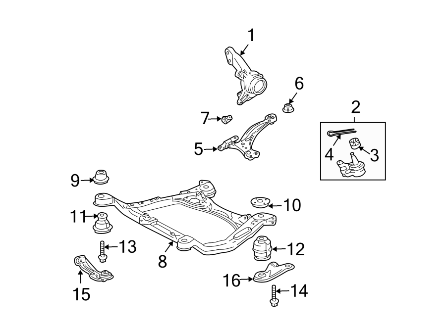 Diagram FRONT SUSPENSION. SUSPENSION COMPONENTS. for your 2022 Toyota Tundra   