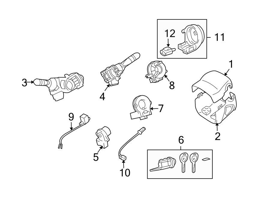 Diagram STEERING COLUMN. SHROUD. SWITCHES & LEVERS. for your 2021 Toyota Corolla   