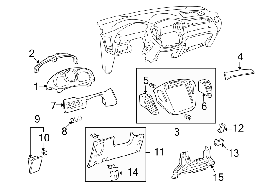 Diagram INSTRUMENT PANEL COMPONENTS. for your 2009 Toyota Tundra   