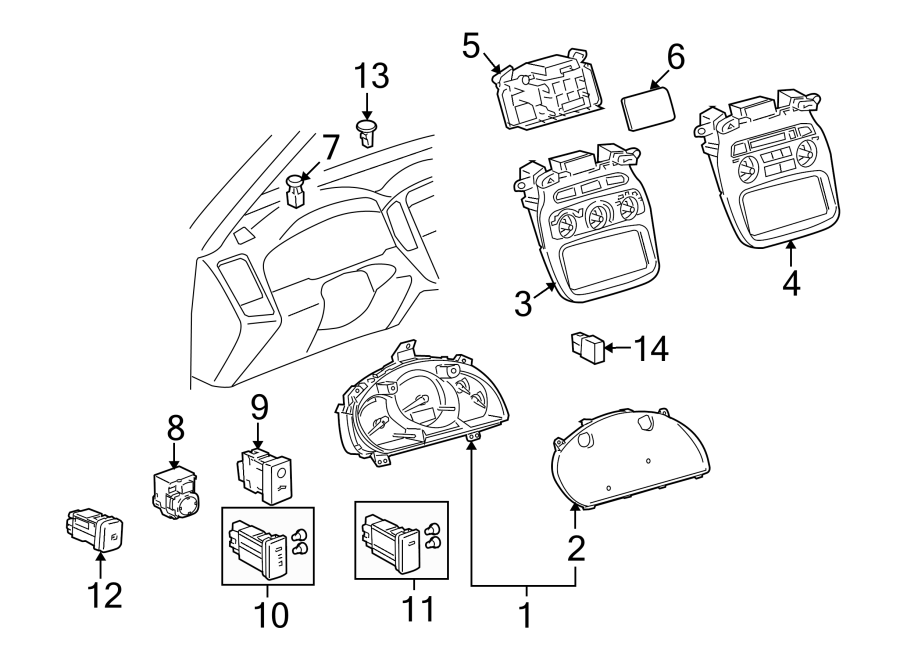 Diagram INSTRUMENT PANEL. CLUSTER & SWITCHES. for your 2011 Toyota Camry   